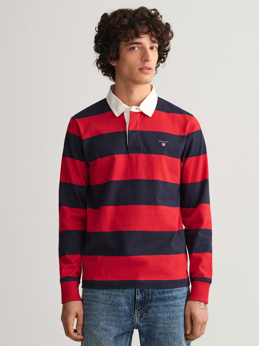 Gant Navy Blue Striped Regular Fit Polo T-Shirt