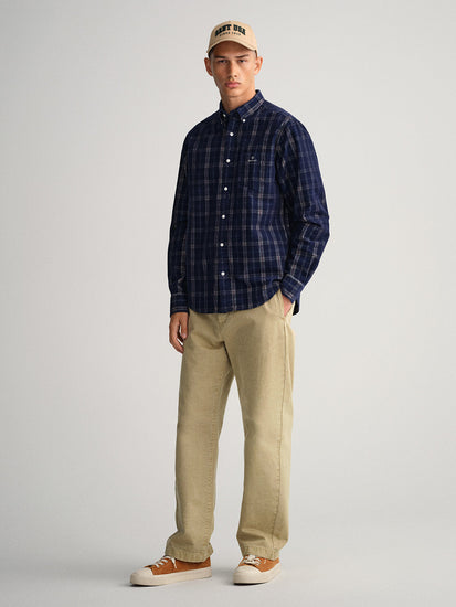 Gant Blue Checked Regular Fit Shirt