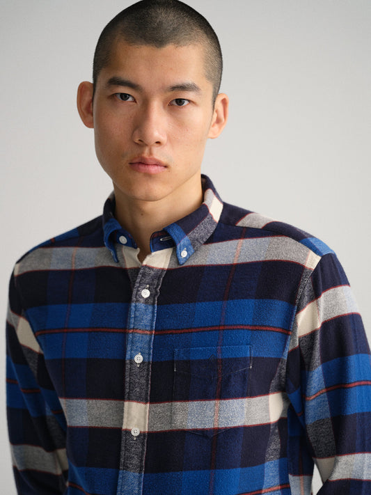 Gant Blue Checked Regular Fit Shirt