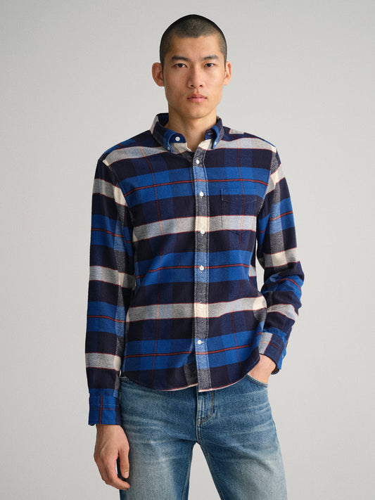 Gant Blue Checked Regular Fit Shirt