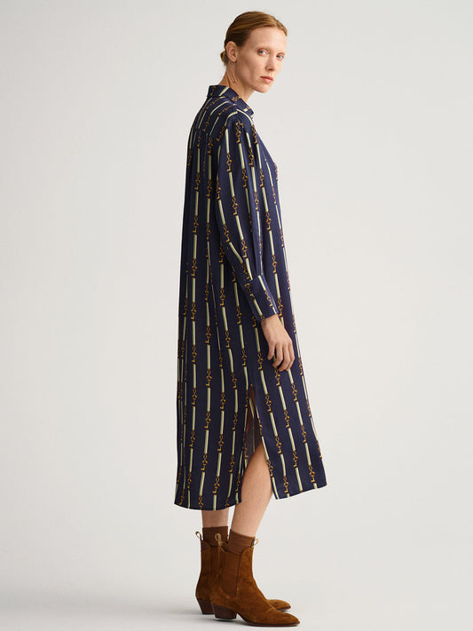 Gant Navy Blue Shirt Midi Dress