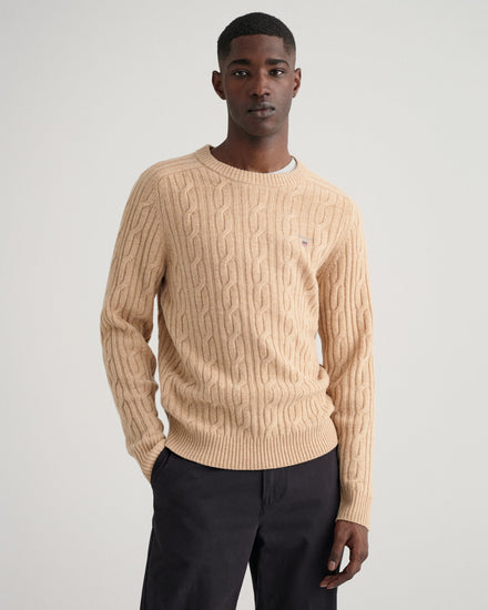 Shop Gant Men Beige Solid Round Neck Sweater GANT India