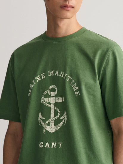 Gant Green Printed Regular Fit T-Shirt