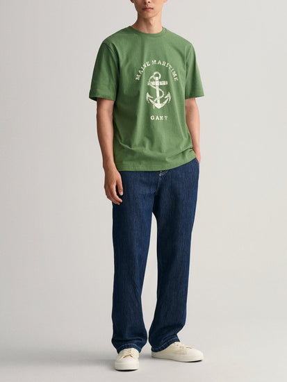 Gant Green Printed Regular Fit T-Shirt