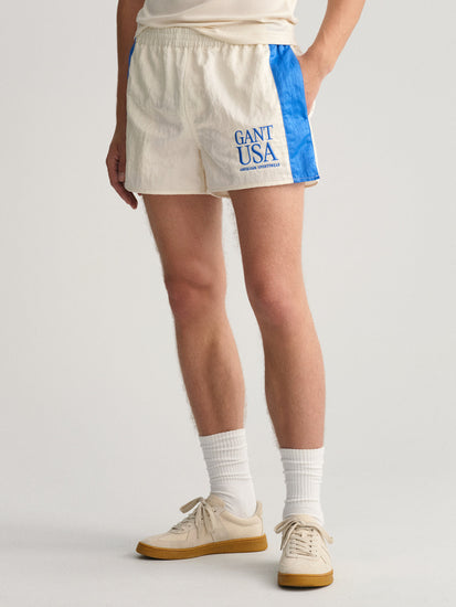 Gant Men Colourblocked Loose Fit Linen Shorts