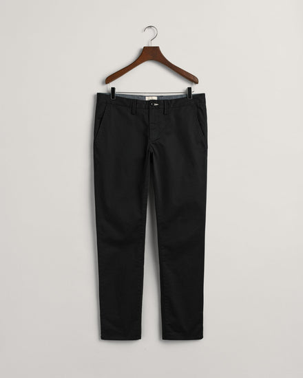 Gant Men Black Solid Slim Fit Trouser