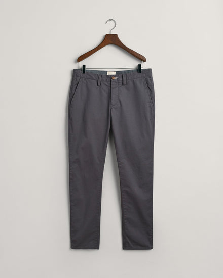 Gant Men Grey Solid Slim Fit Trouser