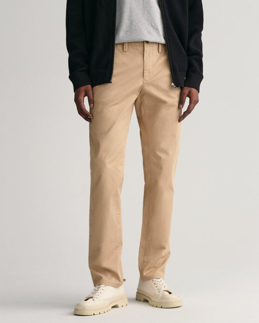 Gant Men Khaki Solid Slim Fit Trouser