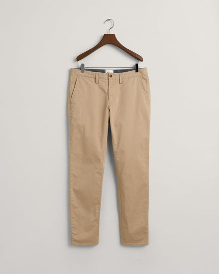 Gant Men Khaki Solid Slim Fit Trouser