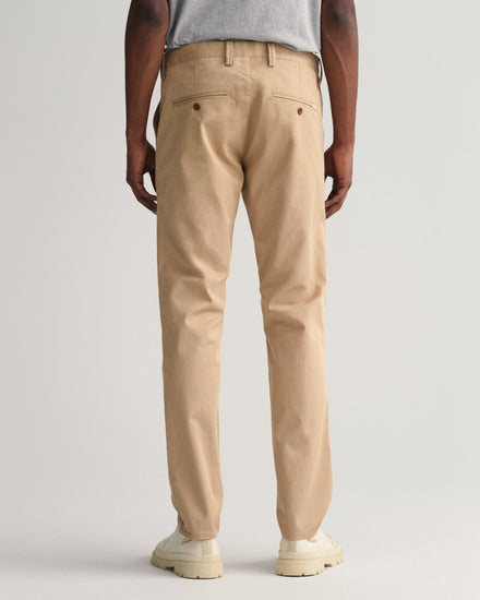 Gant Men Khaki Solid Slim Fit Trouser