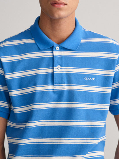 Gant Blue Striped Regular Fit Polo T-Shirt