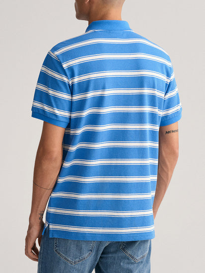 Gant Blue Striped Regular Fit Polo T-Shirt