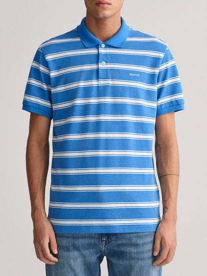 Gant Blue Striped Regular Fit Polo T-Shirt