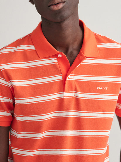 Gant Orange Striped Regular Fit Polo T-Shirt