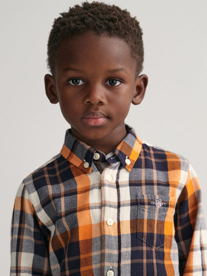 Gant Kids Brown Checked Regular Fit Shirt