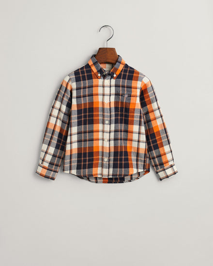 Gant Kids Brown Checked Regular Fit Shirt