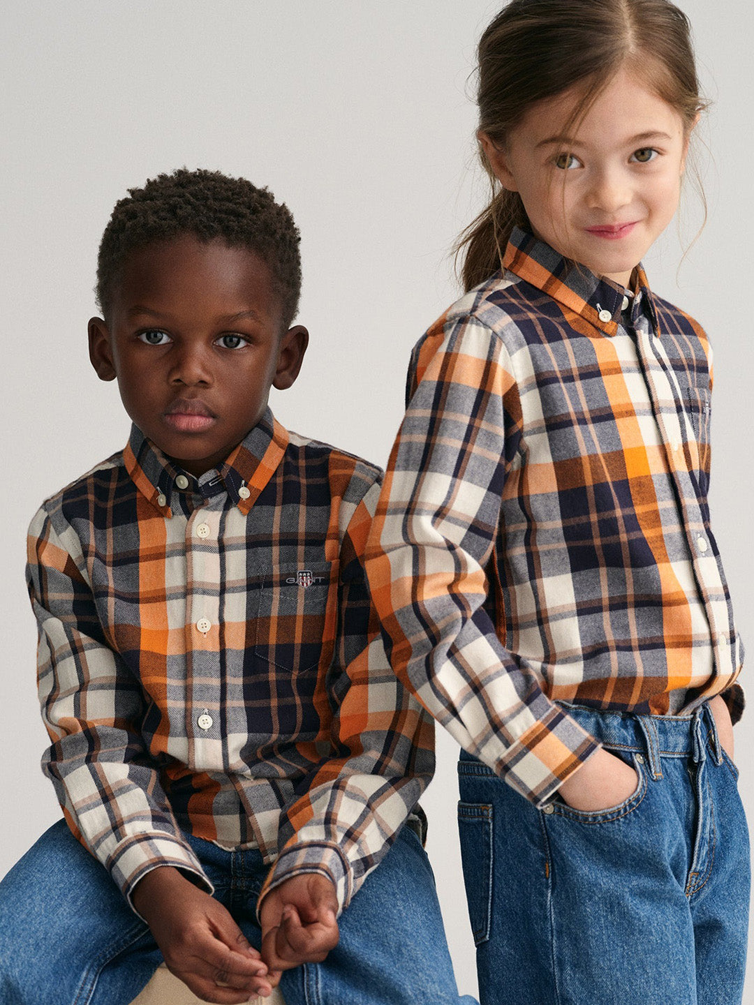 Gant Kids Brown Checked Regular Fit Shirt