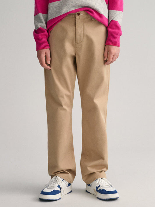 Gant Boys Beige Solid Regular Fit Trouser