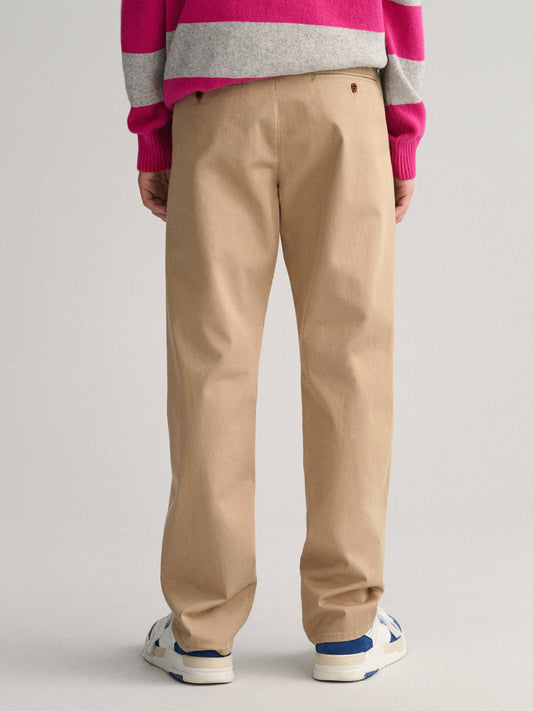 Gant Boys Beige Solid Regular Fit Trouser