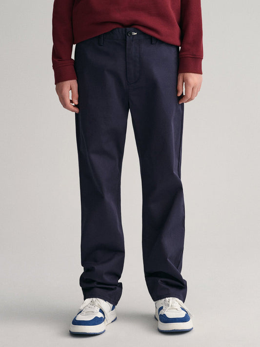 Gant Boys Blue Solid Regular Fit Trouser