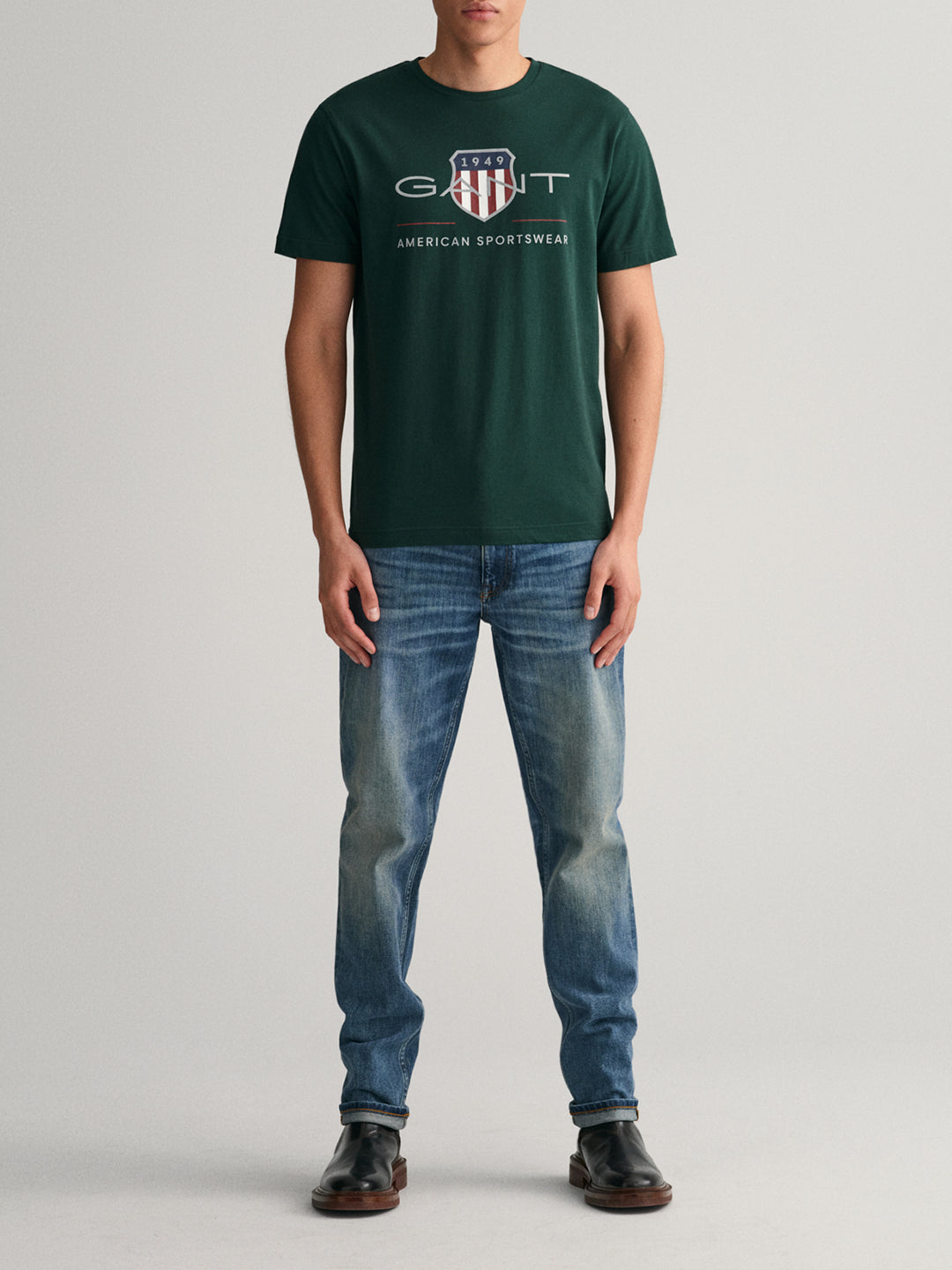 Gant Tartan Green Logo Regular Fit T-Shirt