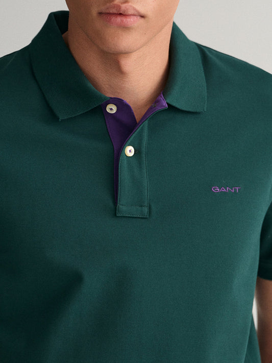 Gant Tartan Green Regular Fit Polo T-Shirt