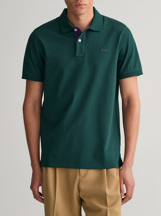 Gant Tartan Green Regular Fit Polo T-Shirt