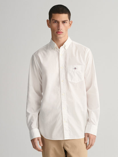 Gant Men White Solid Button-down Collar Full Sleeves Shirt