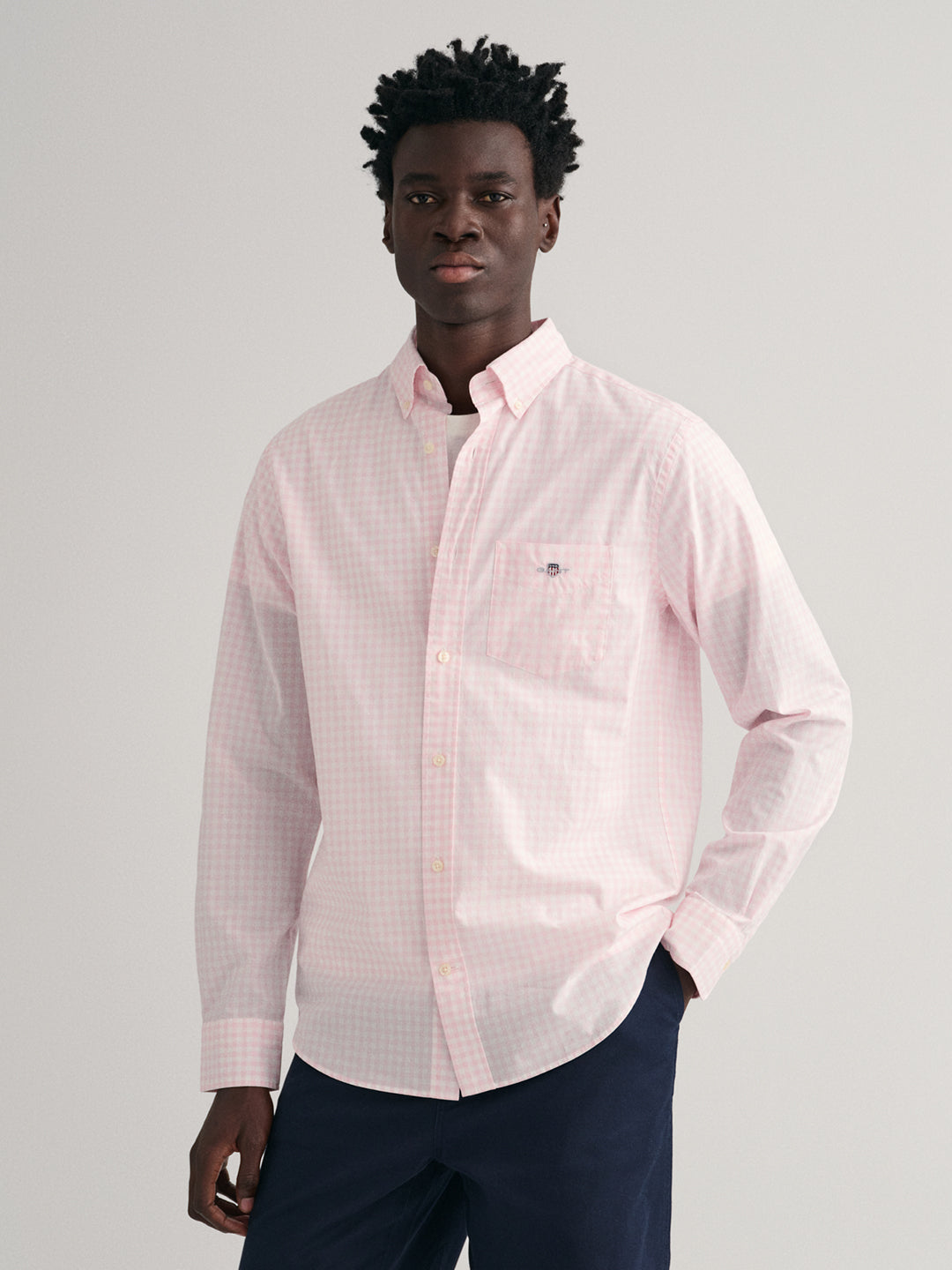 Gant Men Pink Checked Button-down Collar Full Sleeves Shirt