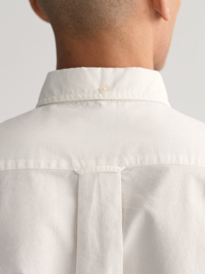 Gant Men White Solid Button-Down Collar Full Sleeves Shirt