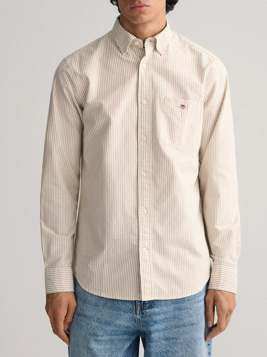 Gant Brown Striped Regular Fit Shirt