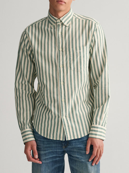 Gant Forest Green Striped Regular Fit Shirt