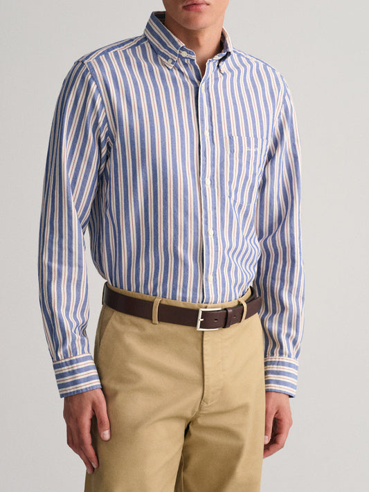 Gant College Blue Striped Regular Fit Shirt