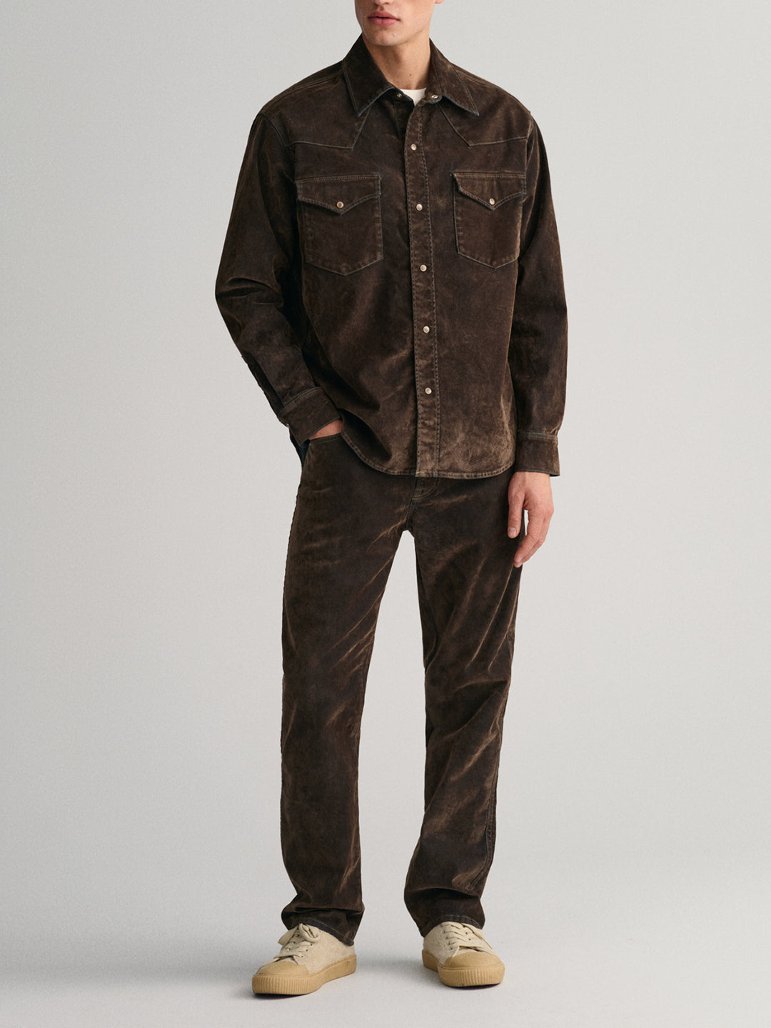 Shop Gant Men Green Solid Spread Collar Full Sleeves Shirt - GANT