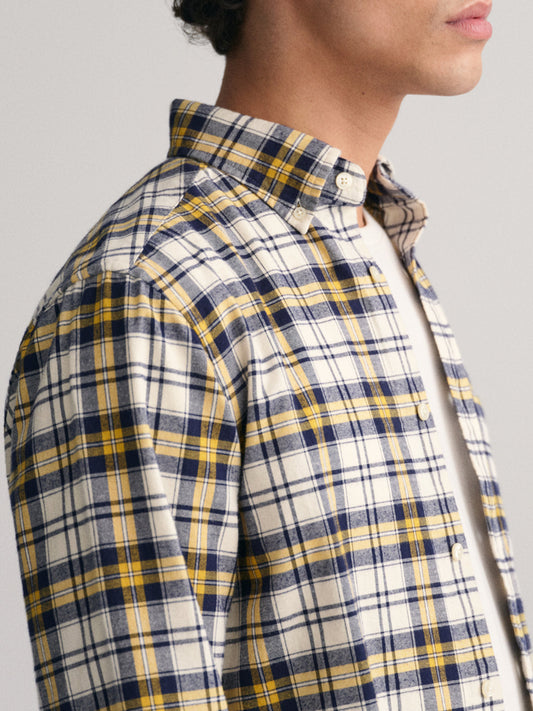 Gant Yellow Checked Regular Fit Shirt