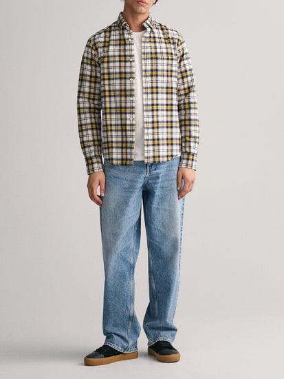 Gant Yellow Checked Regular Fit Shirt