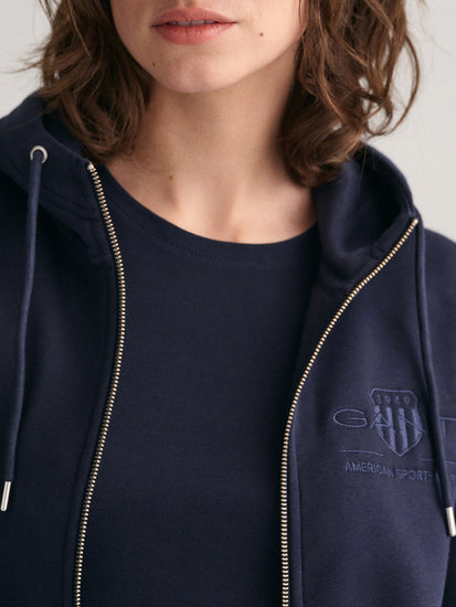 Gant Women Solid Hooded Full Sleeves Sweatshirt