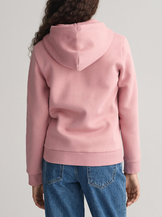 Gant Women Solid Hooded Full Sleeves Sweatshirt