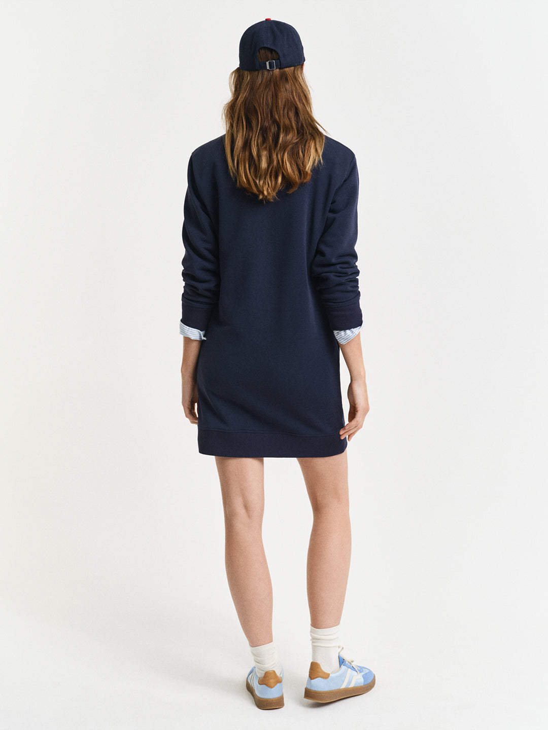 Gant Women Blue Solid Crew Neck Dress