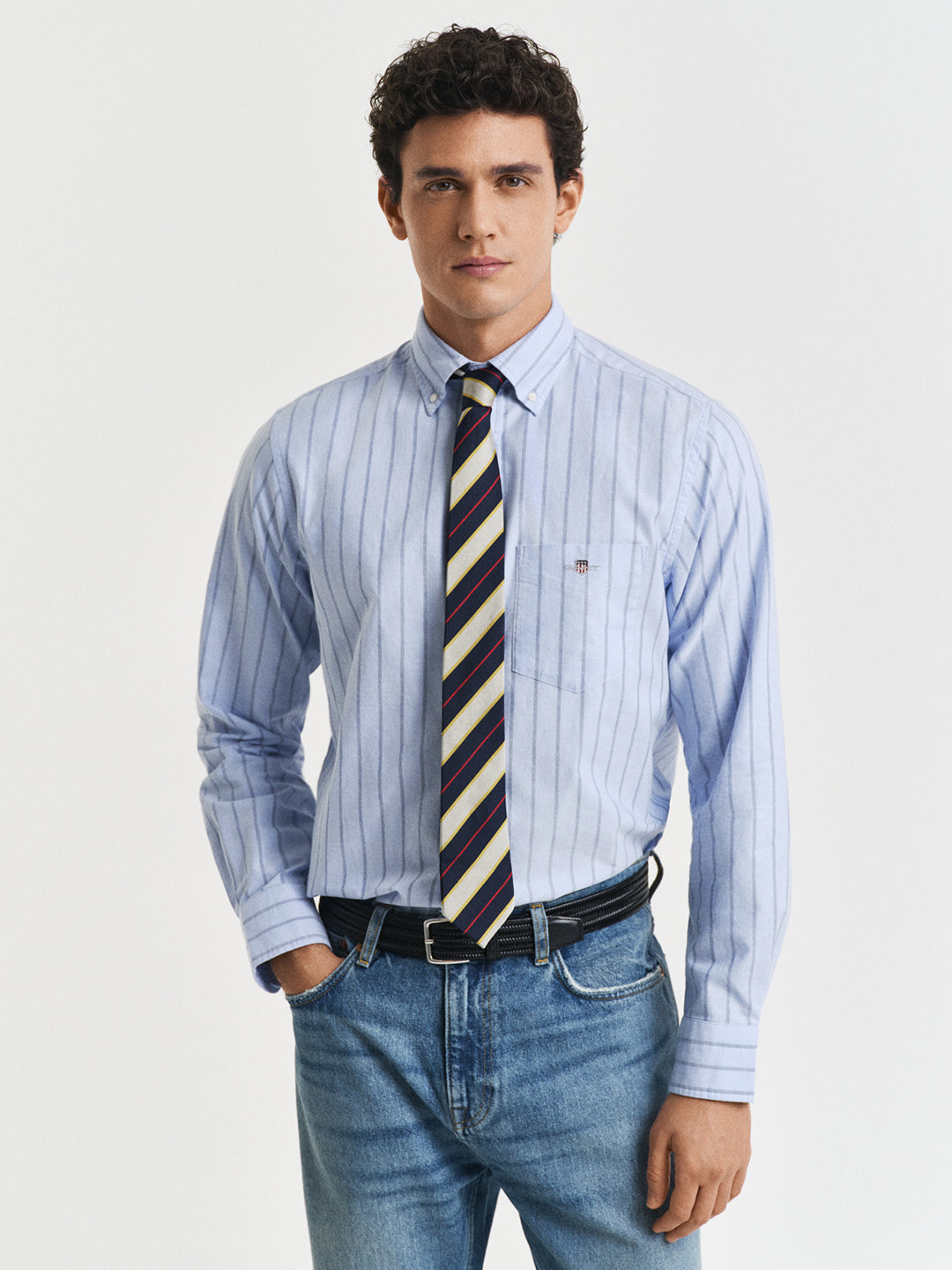 Gant Men Blue Striped Collar Shirt