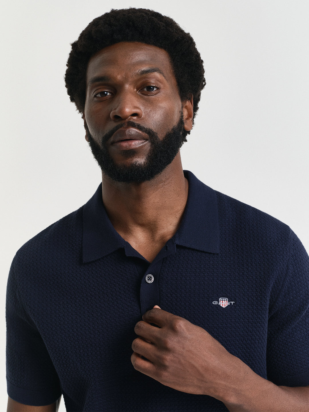 Gant Men Blue Solid Polo Tshirt