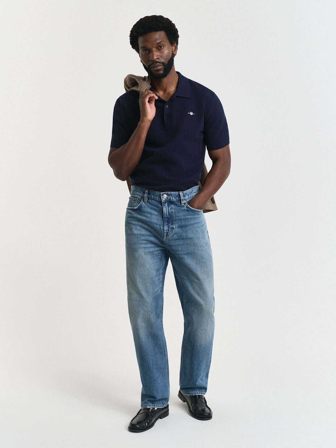 Gant Men Blue Solid Polo Tshirt