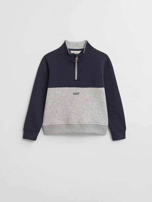 Gant Boys Grey Colour blocked Round Neck Sweatshirt