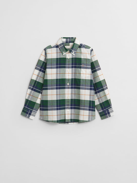Gant Boys Green Checks Collar Shirt