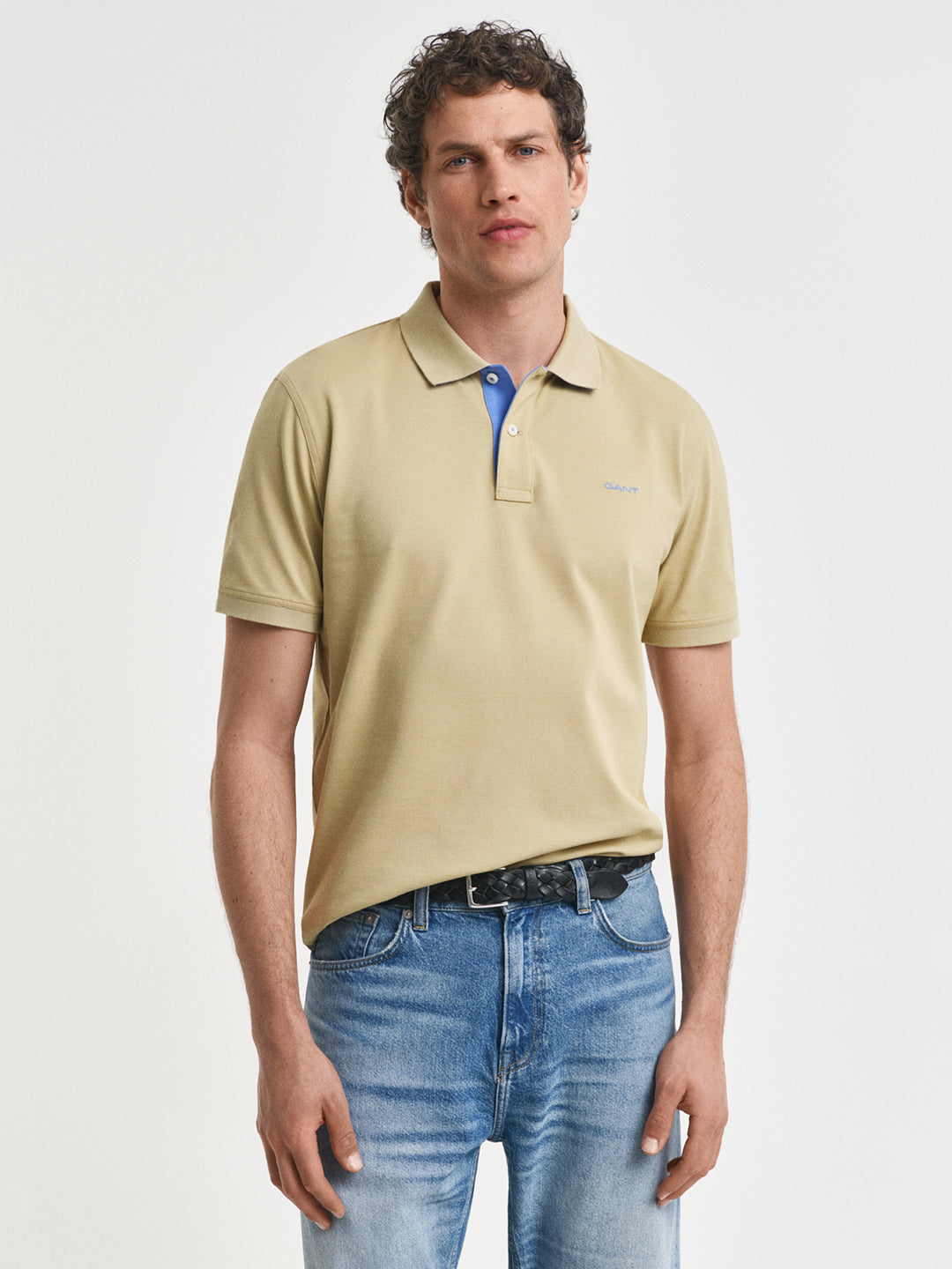 Gant Men Beige Solid Polo Tshirt