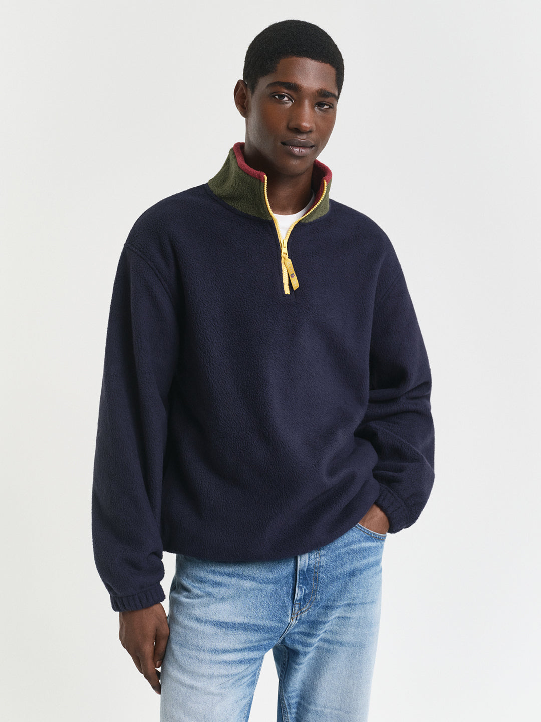 Gant Men Blue Solid Collar Sweatshirt