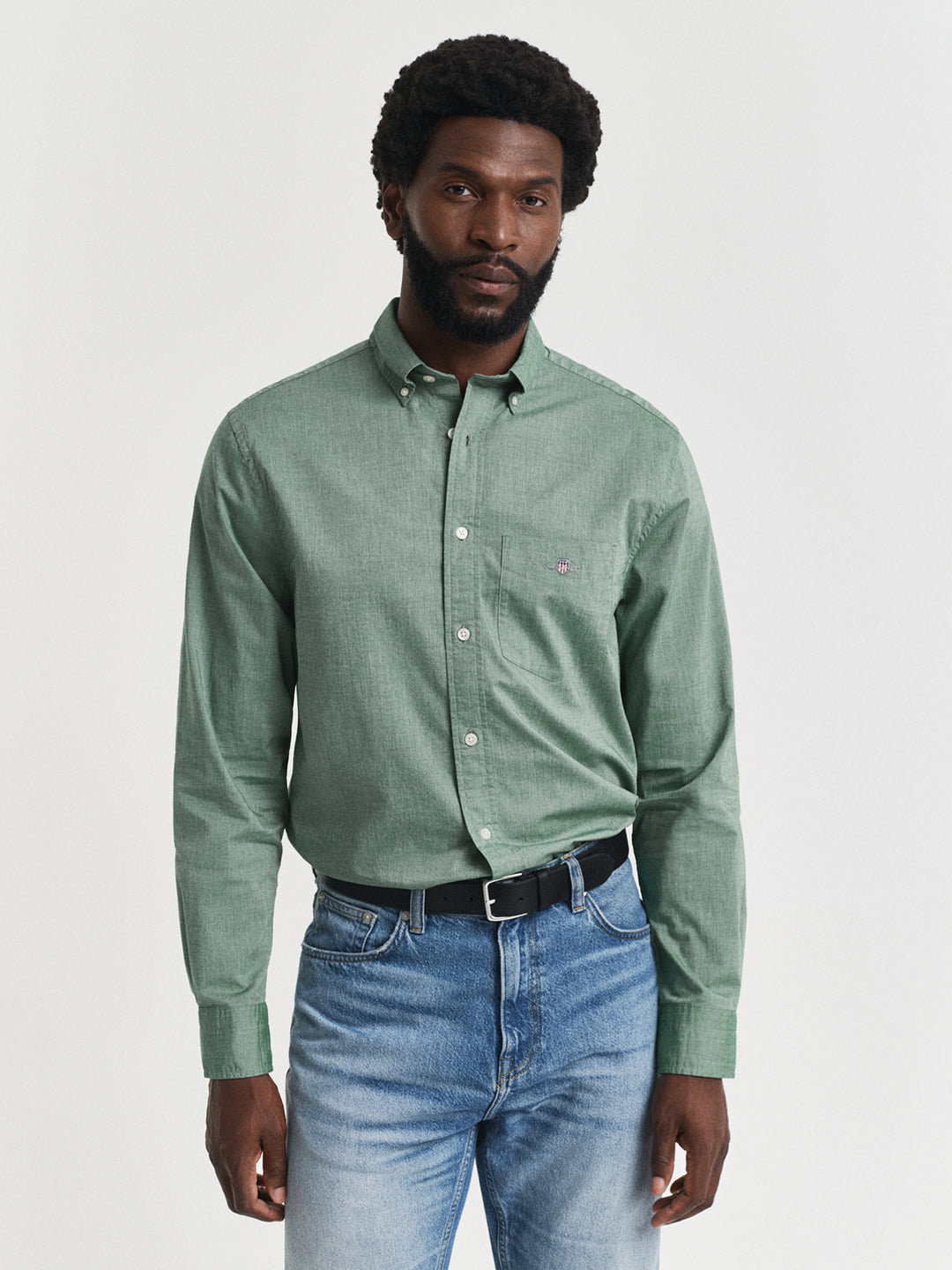 Gant Men Green Solid Collar Shirt
