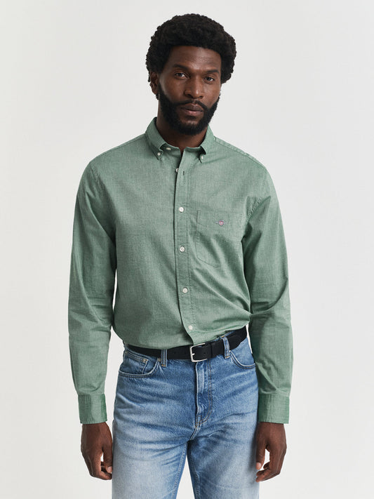 Gant Men Green Solid Collar Shirt