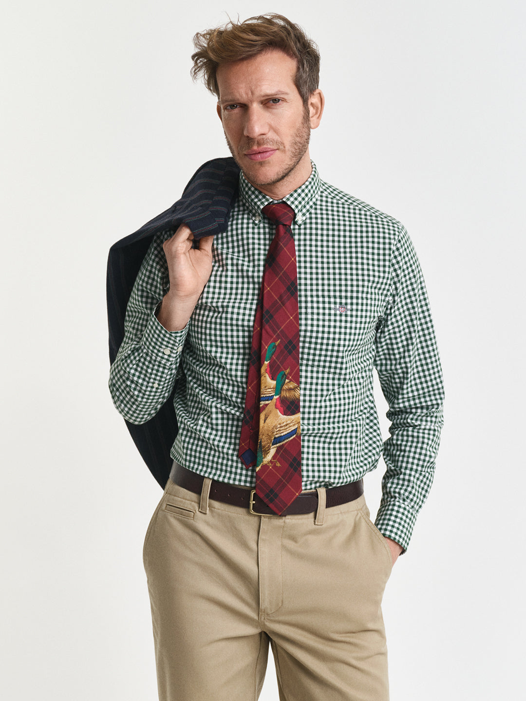 Gant Men Green Checks Collar Shirt