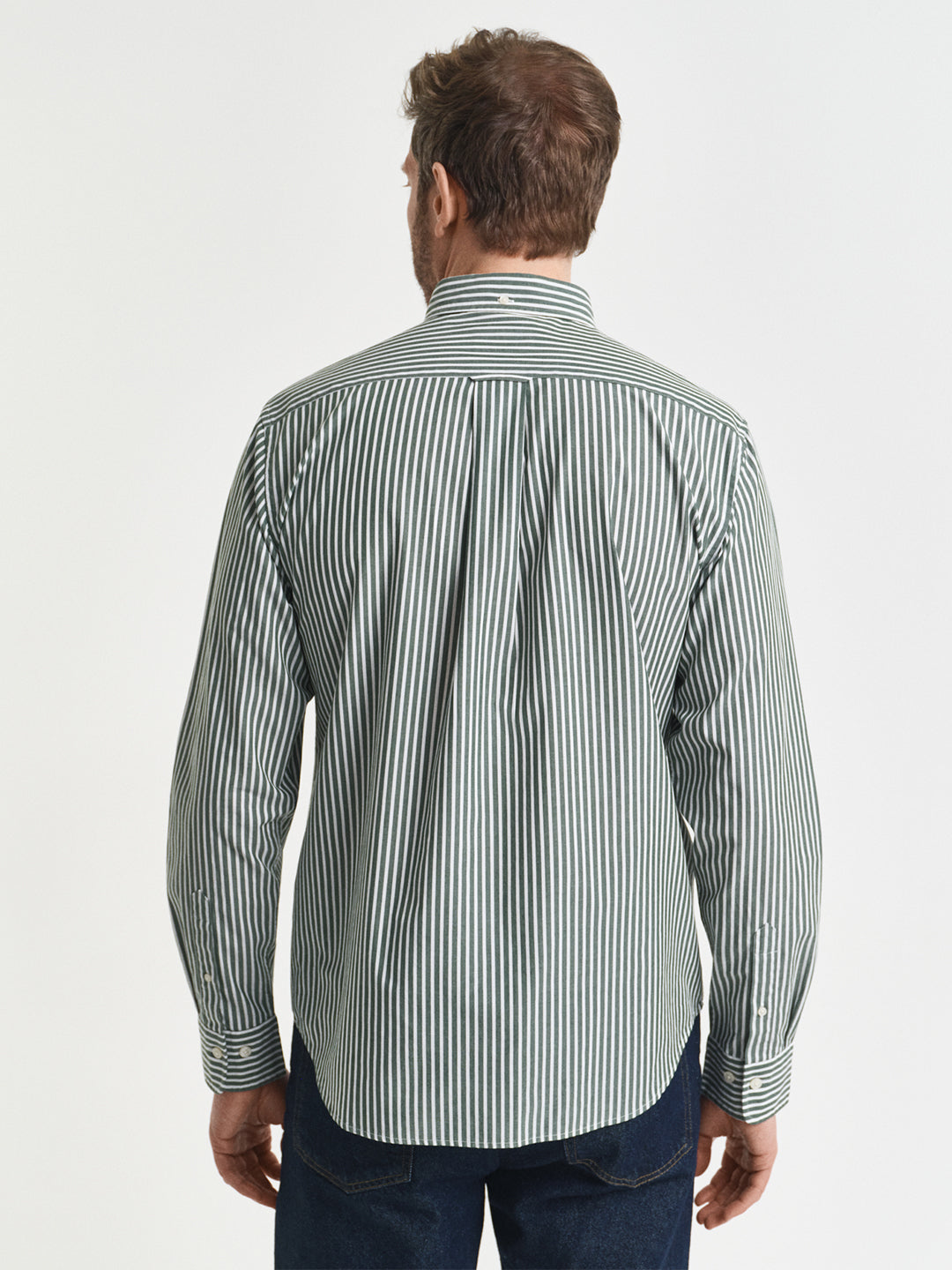 Gant Men Green Striped Collar Shirt